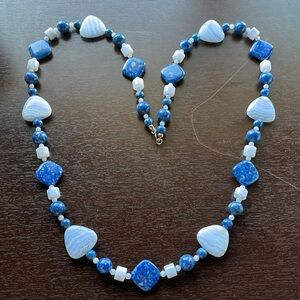 Mine Finds By Jay King .925 Lapis and Blue Lace Agate Necklace 35” long